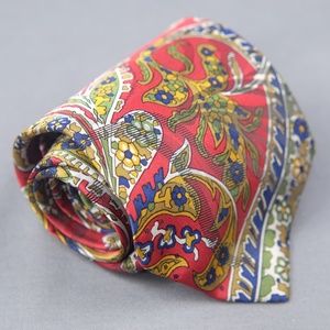 Austin Reed Tie Red Paisley Mens Silk Necktie